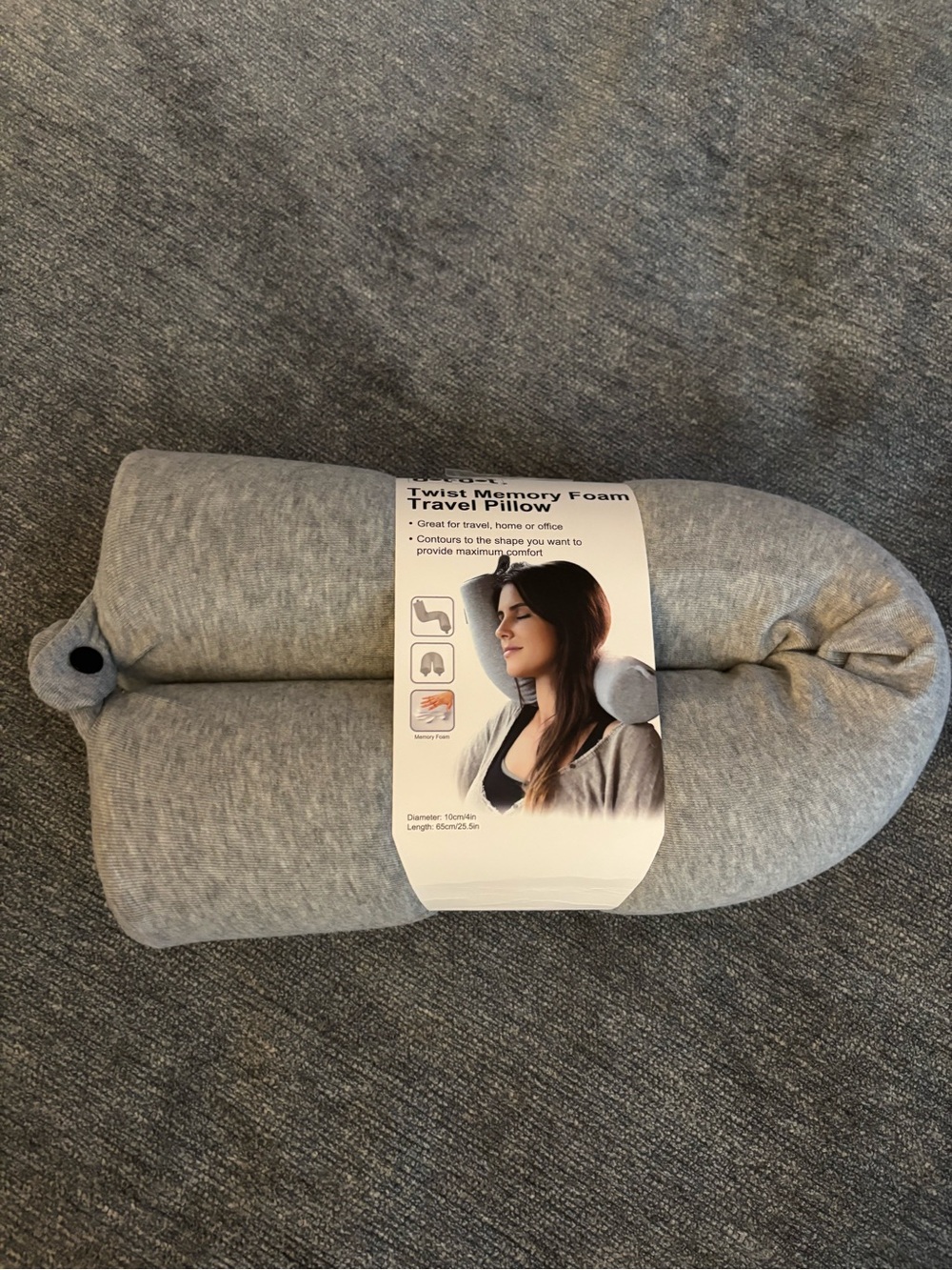 Twist Memory Foam Travel Pillow - Gray